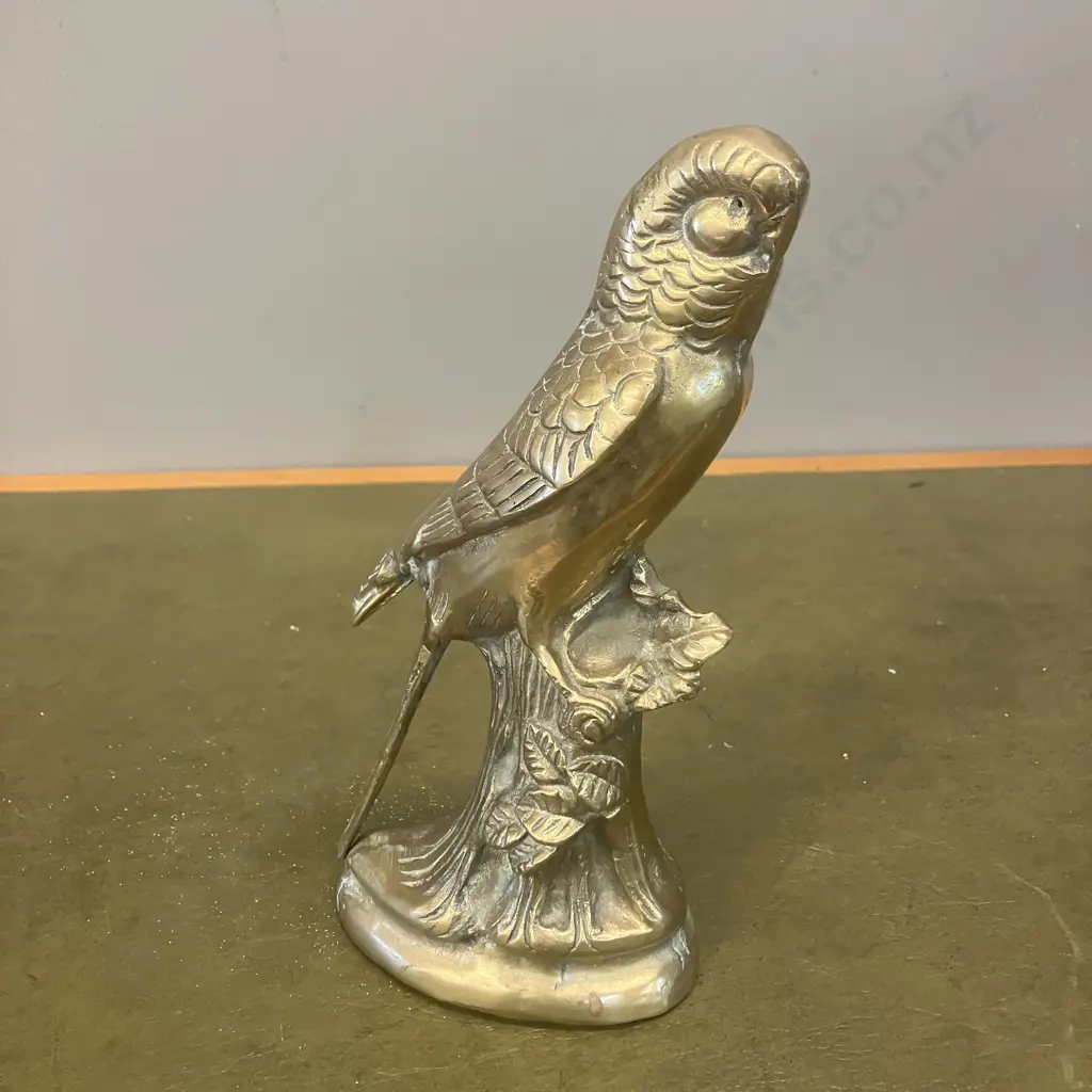 Vintage Brass Budgie Statue. H21cm Image 1++