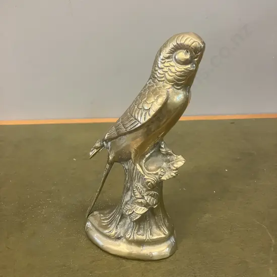 Vintage Brass Budgie Statue. H21cm