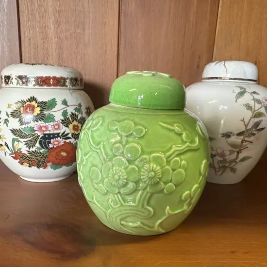 Selection Of Vintage Porcelain Ginger Jars Including Sadler Etc