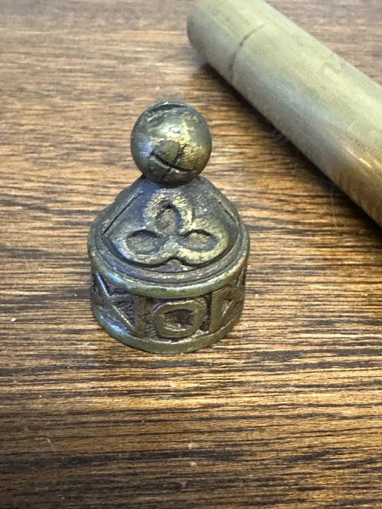 Antique Gothic Brass 'Days Patent' Candle Shade Fan Stand (Incomplete). H22cm Image 1++