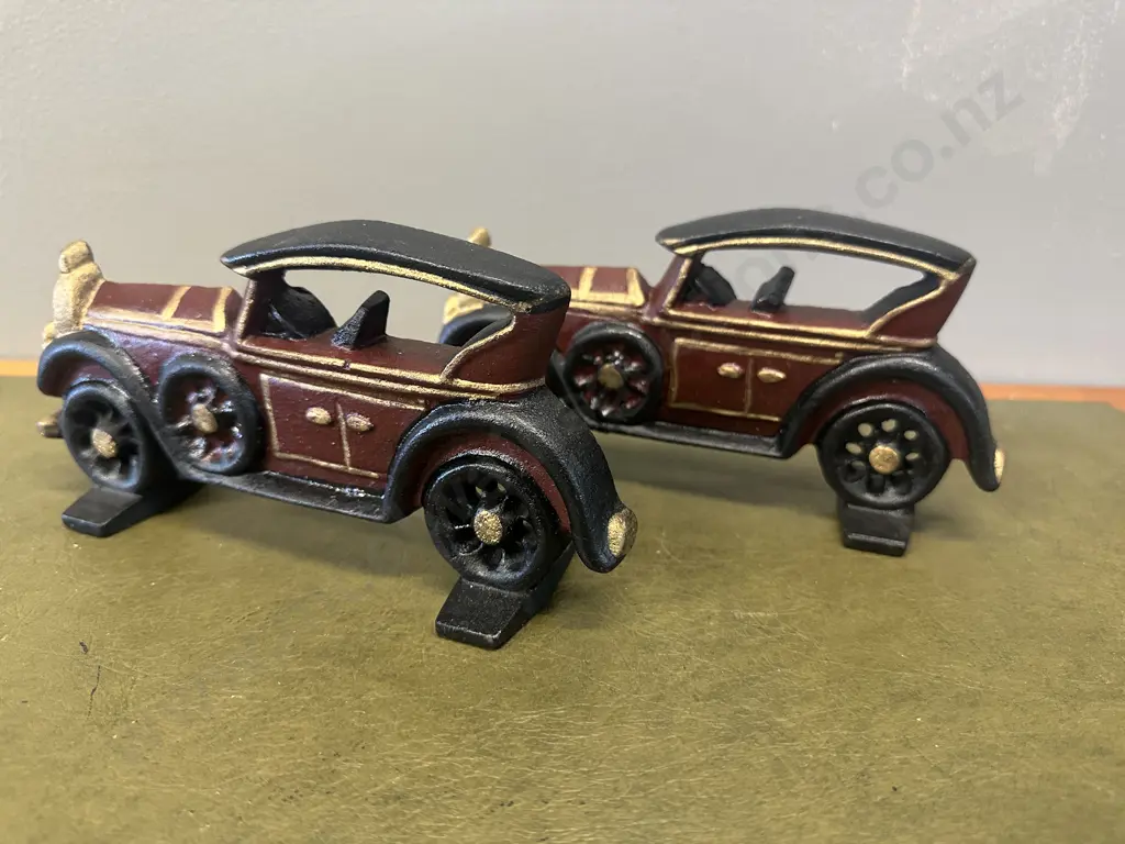 Vintage Car Style Cast Iron Door Stops x2 Image 1++