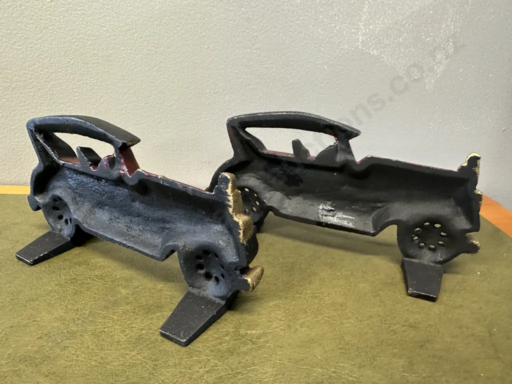 Vintage Car Style Cast Iron Door Stops x2 Image 1++