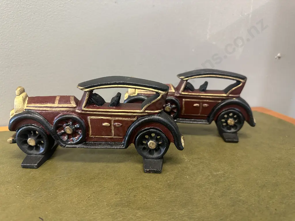 Vintage Car Style Cast Iron Door Stops x2 Image 1++