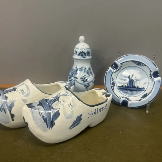 Delft Clogs, Ashtray & Blue Denube Ashtray