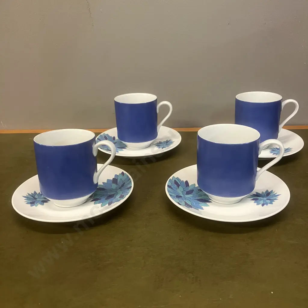 Mikasa Eclipse Ultramarine Blue Cups & Estron Saucers x 4 Image 1++