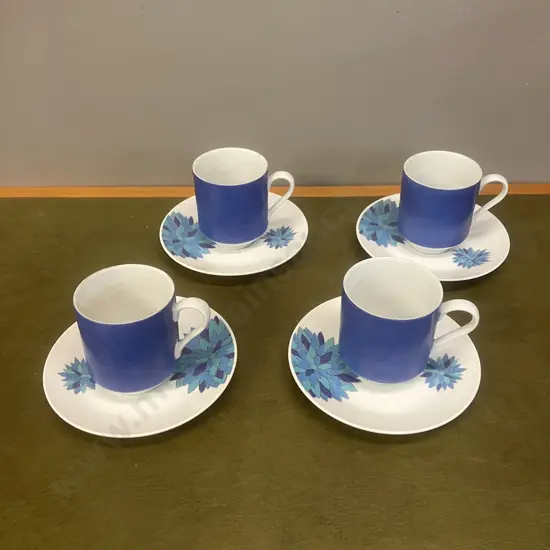 Mikasa Eclipse Ultramarine Blue Cups & Estron Saucers x 4