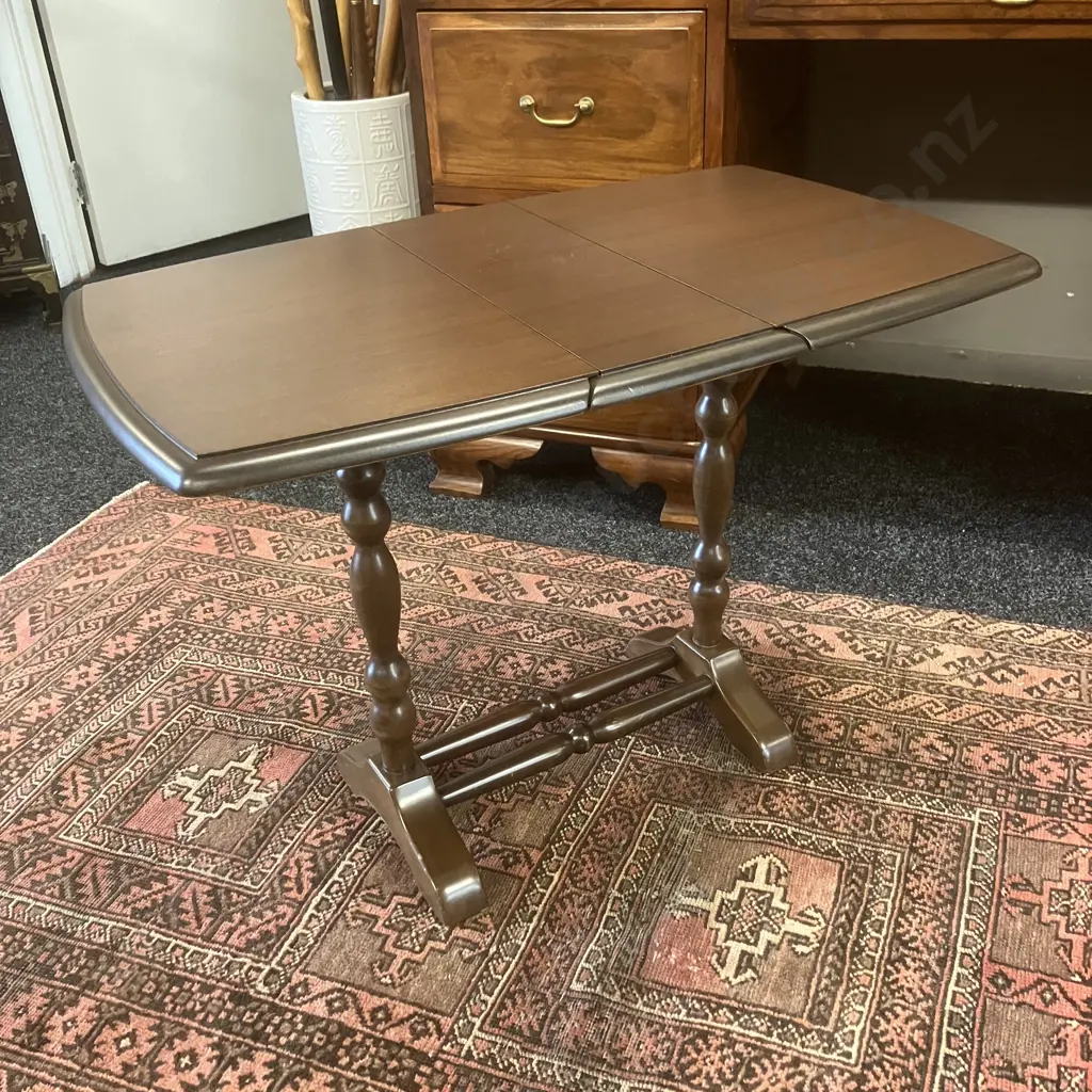 Mahogany Drop Leaf Side Table With a Glass Top. H51 W44.5 D18.5 / 72.5cm Image 1++