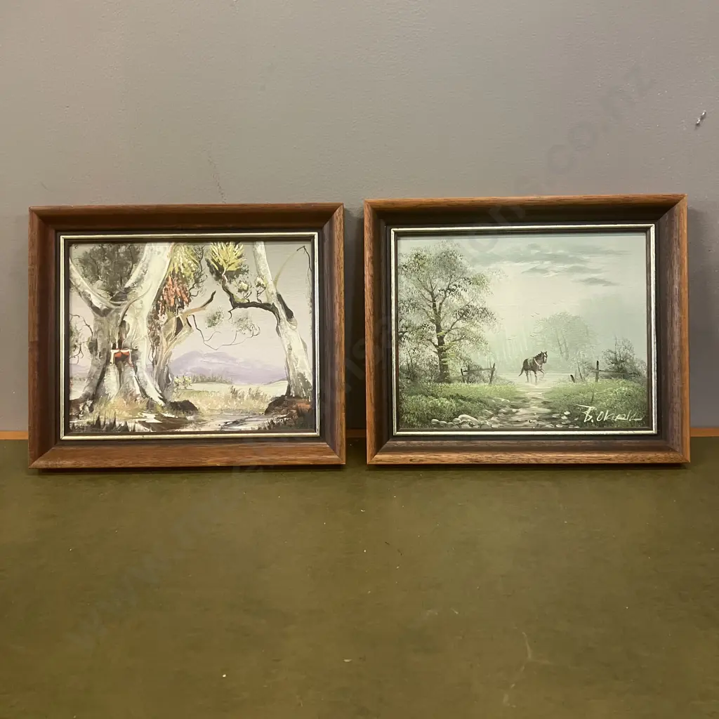 Pair of Vintage South African Oil Paintings, Framed 25 x 30cm Image 1++