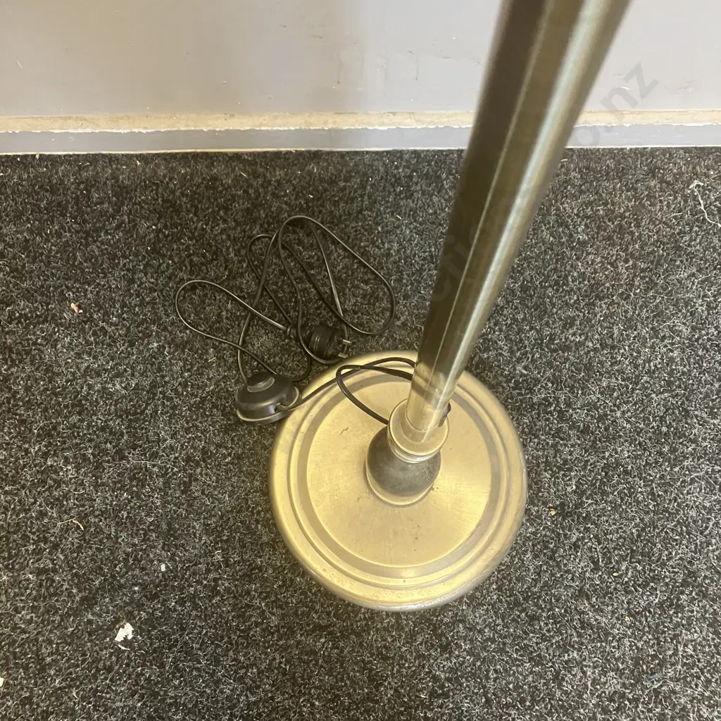 Austrabeam / Stylelux Floor Lamp With White Fabric Shade, Tilt Adjustable Head, Brushed Finish. H166cm Image 1++