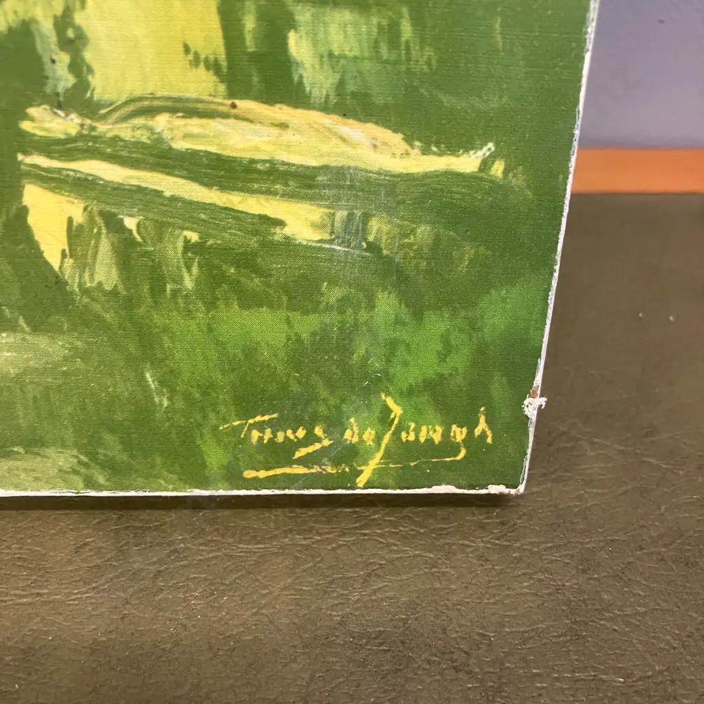 Welgemeende Original Etching by Tinus de Jong. 45 x 39.5cm With a Print of a Mountain Landscape With Cottage. 30 x 45cm Image 1++