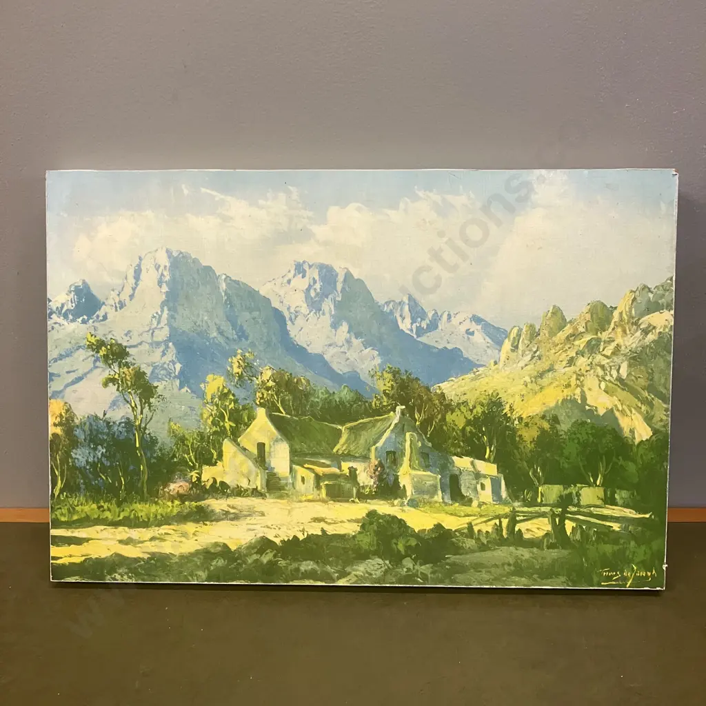 Welgemeende Original Etching by Tinus de Jong. 45 x 39.5cm With a Print of a Mountain Landscape With Cottage. 30 x 45cm Image 1++