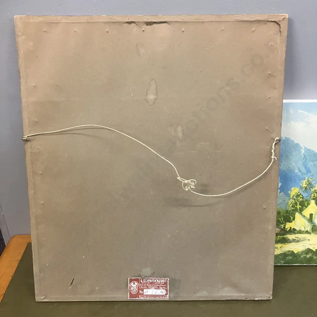 Welgemeende Original Etching by Tinus de Jong. 45 x 39.5cm With a Print of a Mountain Landscape With Cottage. 30 x 45cm Image 1++