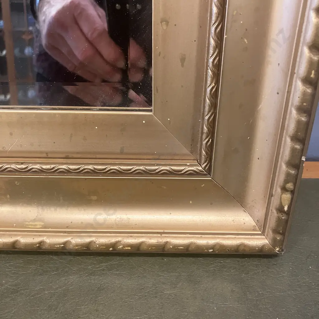 Bevelled Edge Wall Mirror In A Square Gilt & Gold Colour Frame. 46.5 x 46.5cm Image 1++