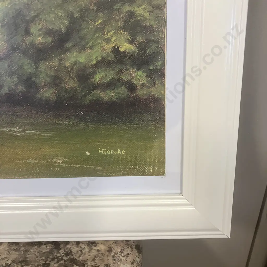 Lawrence Gercke, Cobblestone Bridge With Brooke Oil on Canvas Board, Signed. 47 x 57cm Image 1++