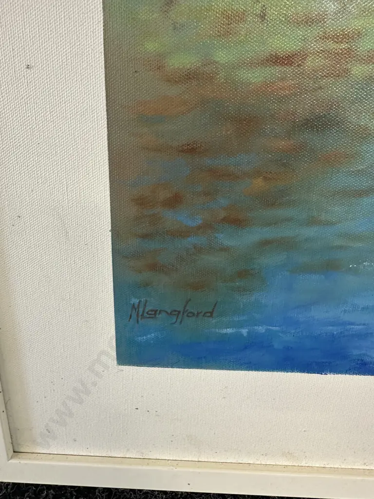 Framed Artwork On Canvas Titled A Corner Of Cornwall By Maureen Langford 80x80cm. Image 1++