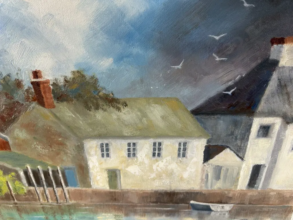 Framed Artwork On Canvas Titled A Corner Of Cornwall By Maureen Langford 80x80cm. Image 1++