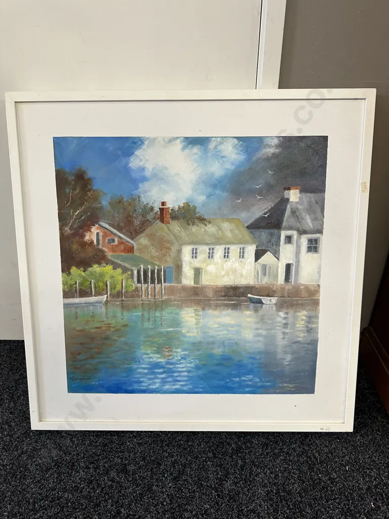 Framed Artwork On Canvas Titled A Corner Of Cornwall By Maureen Langford 80x80cm. Image 1++