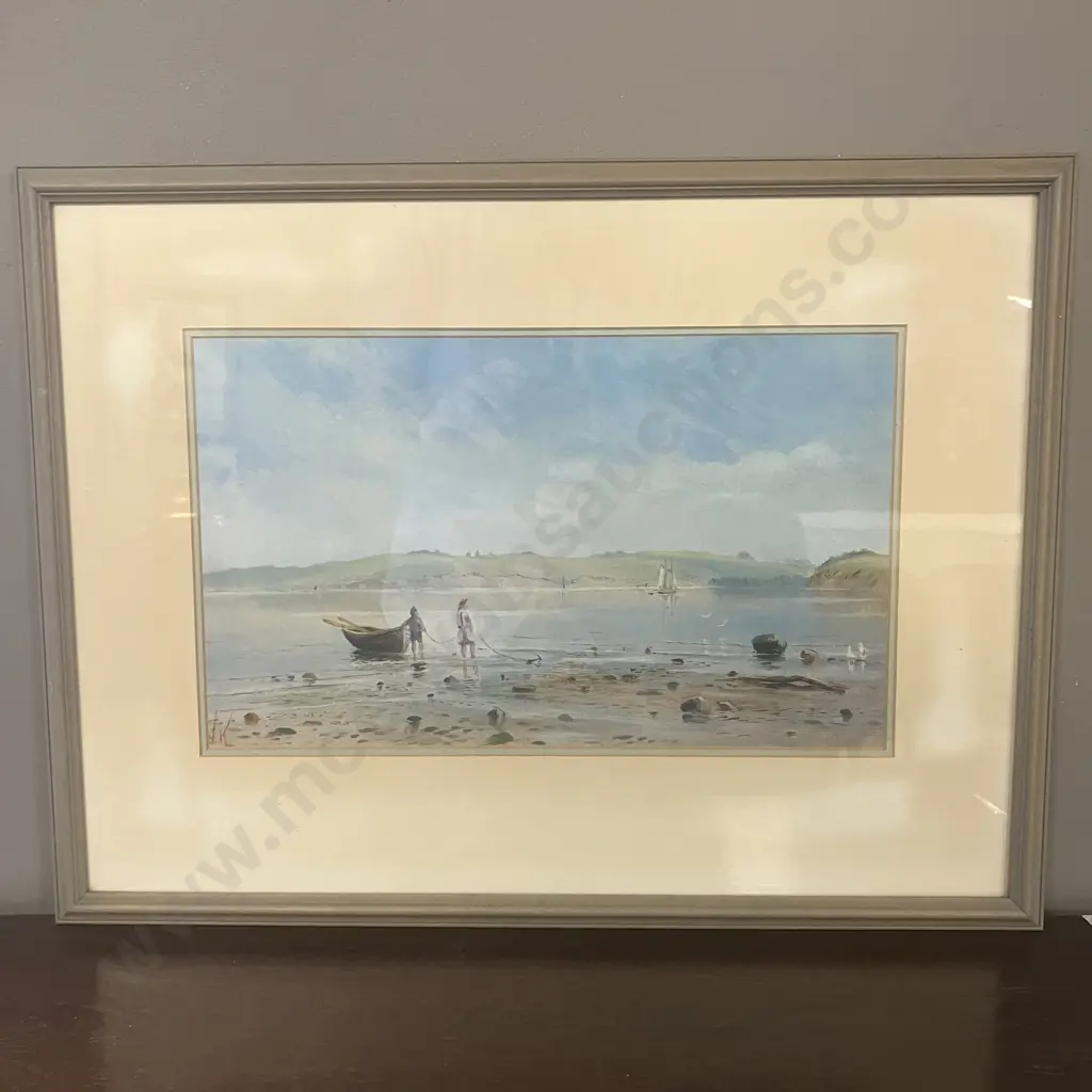 Howick Estuary, circa 1912 - H.W. Kirkwood Framed Vintage Print. 42 x 56cm Image 1++