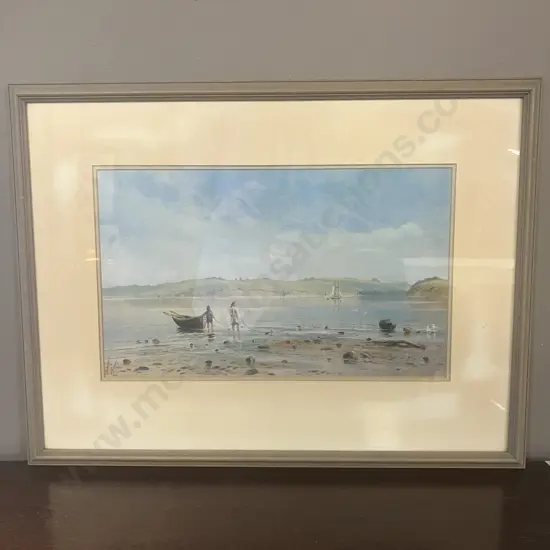 Howick Estuary, circa 1912 - H.W. Kirkwood Framed Vintage Print. 42 x 56cm
