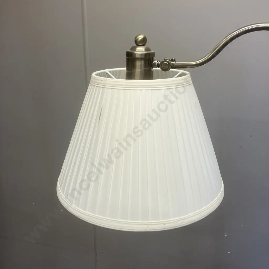 Austrabeam / Stylelux Floor Lamp With White Fabric Shade, Tilt Adjustable Head, Brushed Finish. H166cm Image 1++