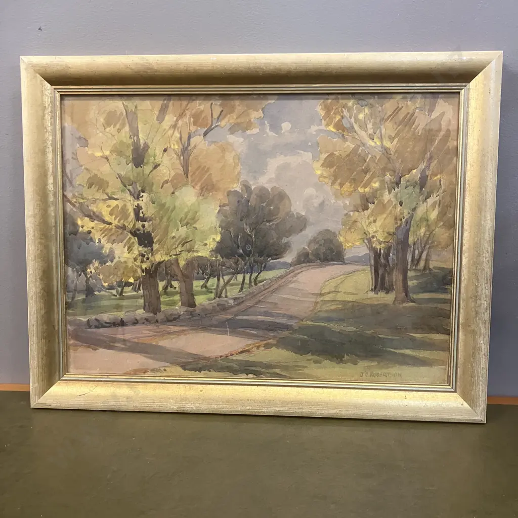 JC Robertson 1930s Cornwall Park - Auckland, Original Water Colour, Framed 42 x 54cm Image 1++