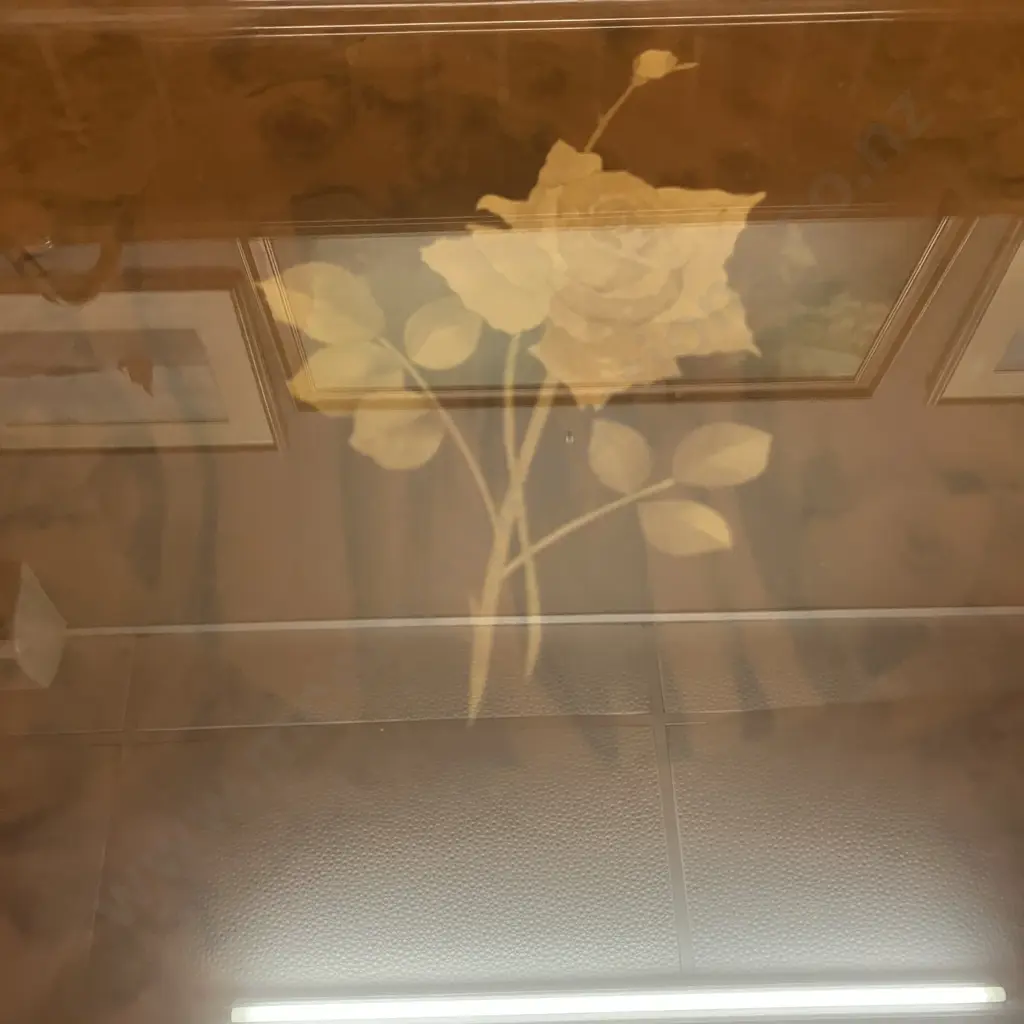 Mahogany Round Top Side Table With a Glass Top. 54.5 x 52.5cm Image 1++