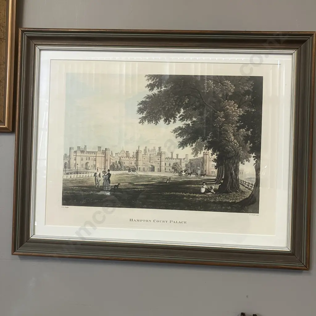 Hampton Court Palace Print, c1827 by Henry Bryan Ziegler. 36 x 46cm Framed Print Image 1++