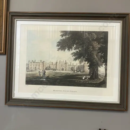 Hampton Court Palace Print, c1827 by Henry Bryan Ziegler. 36 x 46cm Framed Print