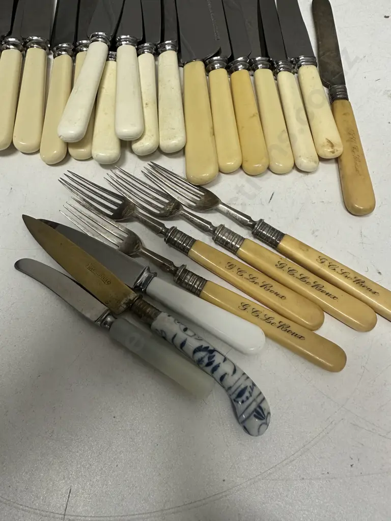 Assorted Vintage Bone Handled Knives & Cutlery Including Sheffield Taylor, Mutual, John Turton Etc Image 1++