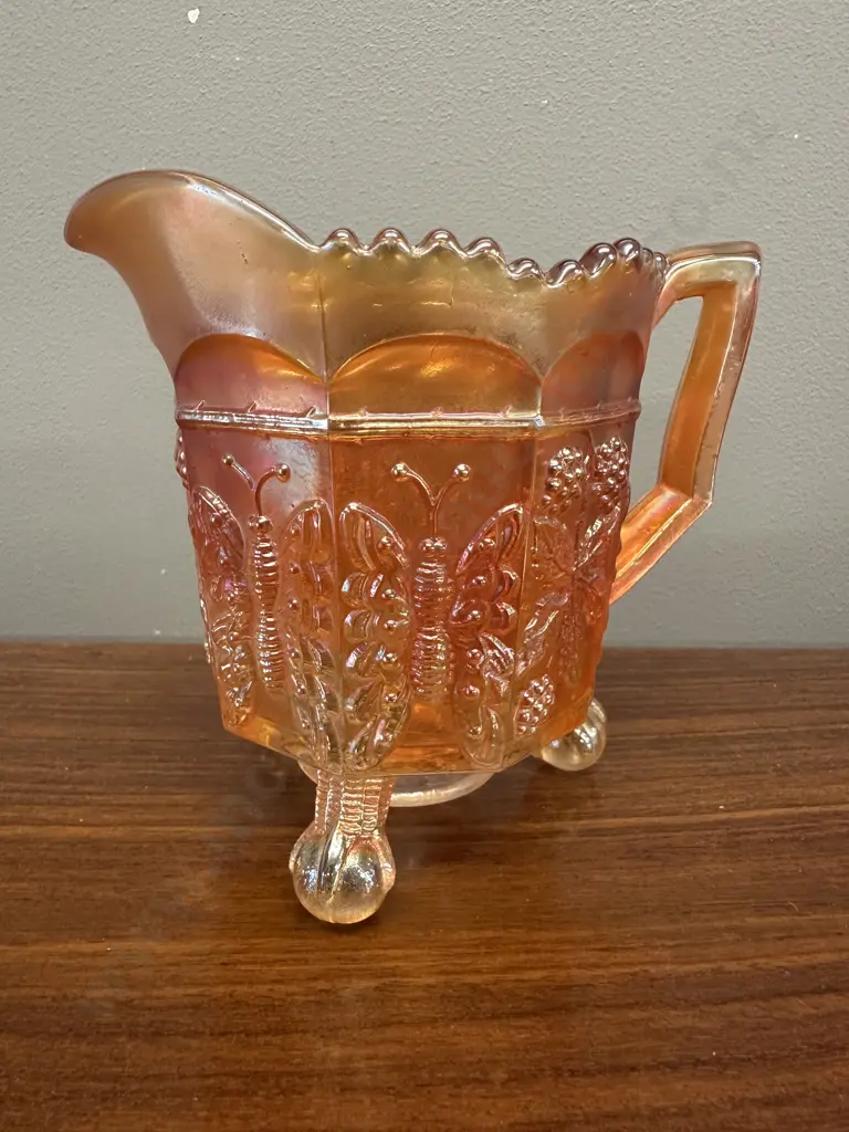 Fenton Butterfly & Berry Marigold Carnival Glass Creamer Image 1++