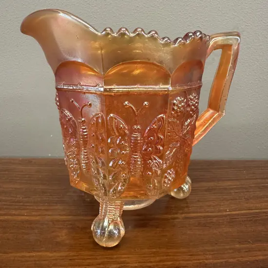 Fenton Butterfly & Berry Marigold Carnival Glass Creamer