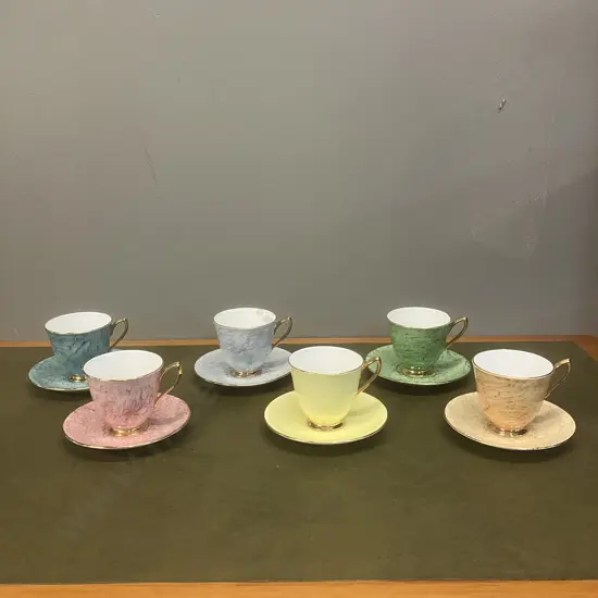 Set of Six Royal Albert Gossamer Teacups & Saucers