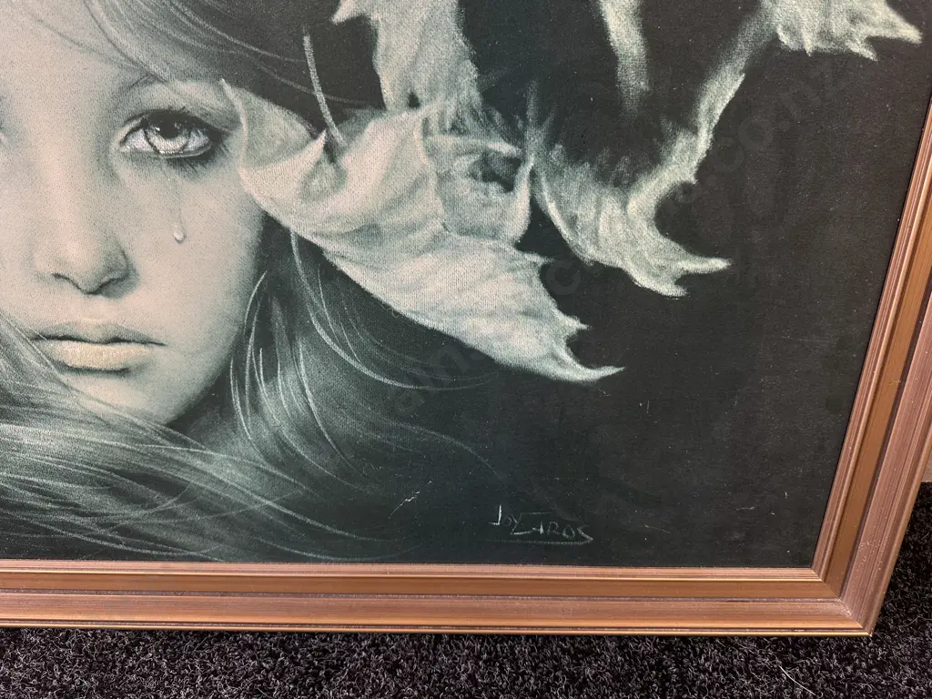 Vintage Gilt Framed Print 'Weeping Woman' By Joy Laros 68x98cm. Image 1++