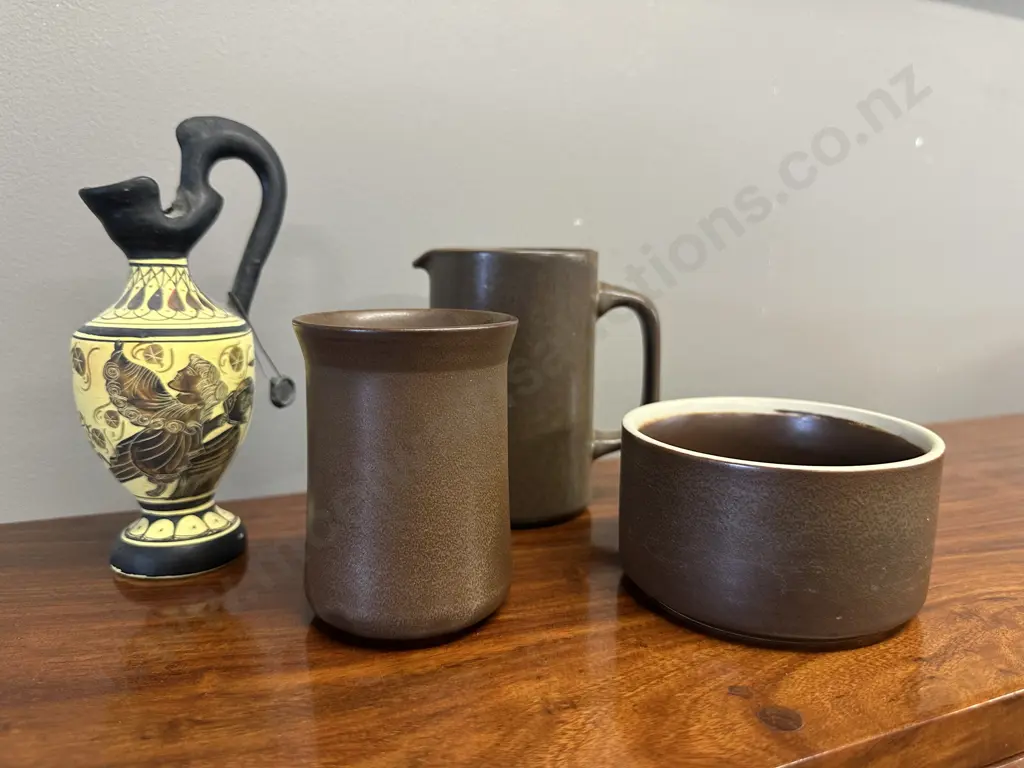 Temuka Items & Greek Black Figural Pottery Ewer Image 1++