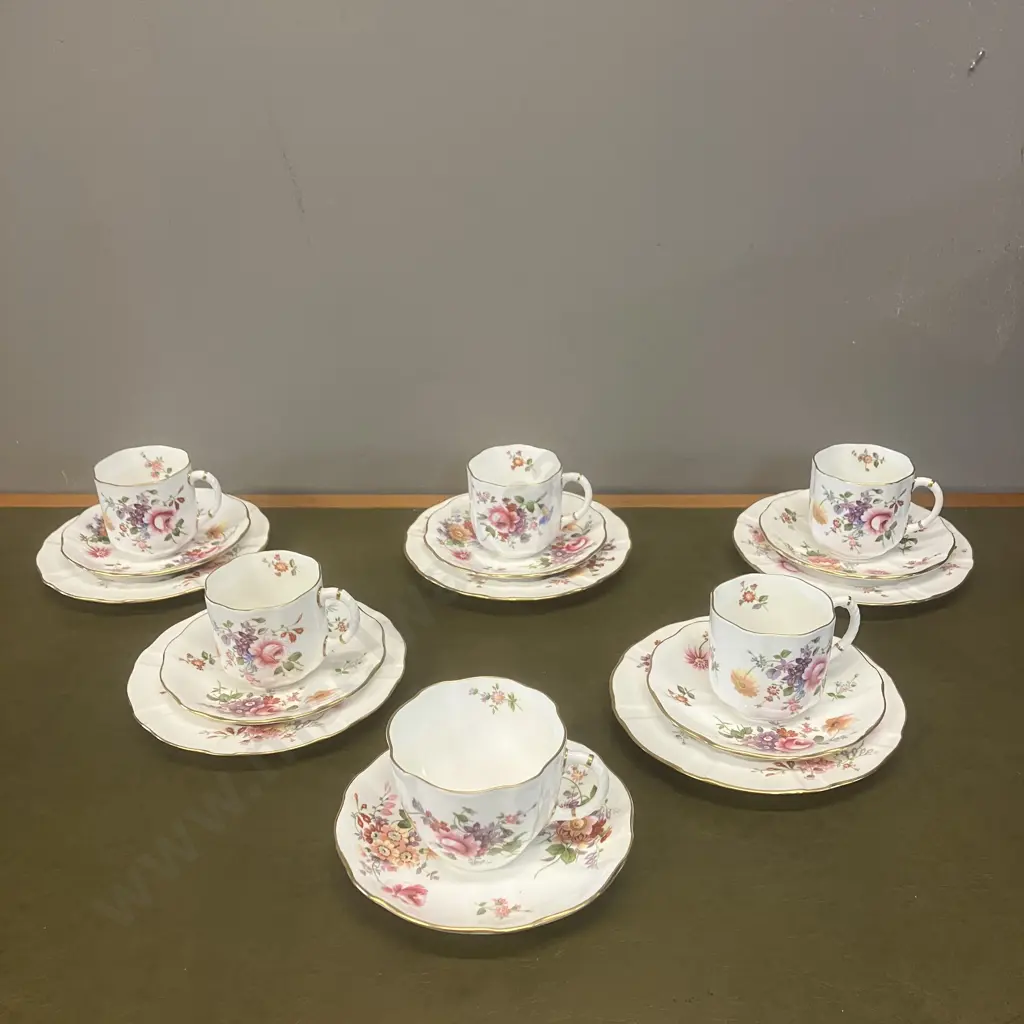 Royal Crown Derby “Derby Posies” Teacup & Saucer With Five Demitasse Teacup, Saucer, Plate Trios Image 1++