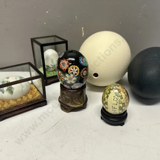 Selection Of Vintage Items Including Ostrich Eggs, Decorative Eggs Etc
