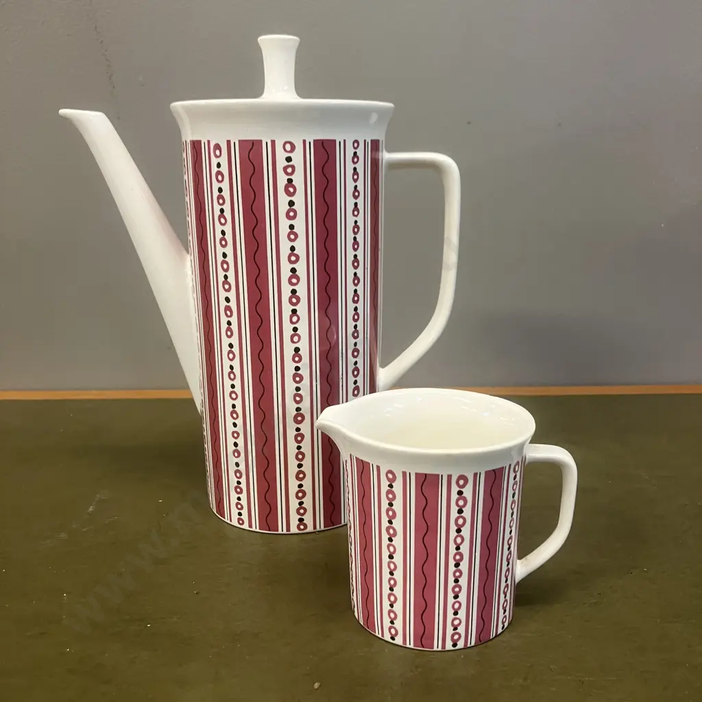 Mid Century Modern Villeroy & Boch "Festival" Coffee Pot With Lid & Creamer Image 1++