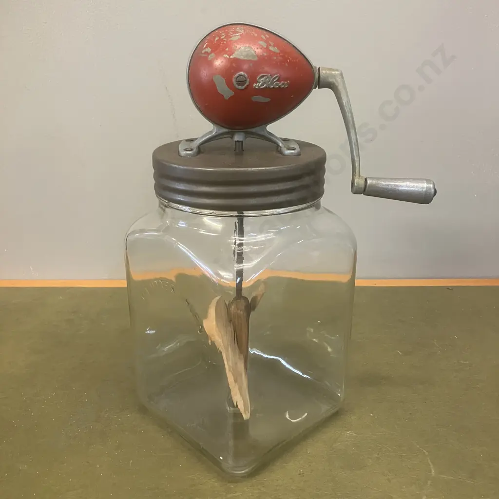 1940s Blow Butter Churn 3/30 Made In England - 3 Imperial Quarts, British Regd.856612. H33cm Image 1++