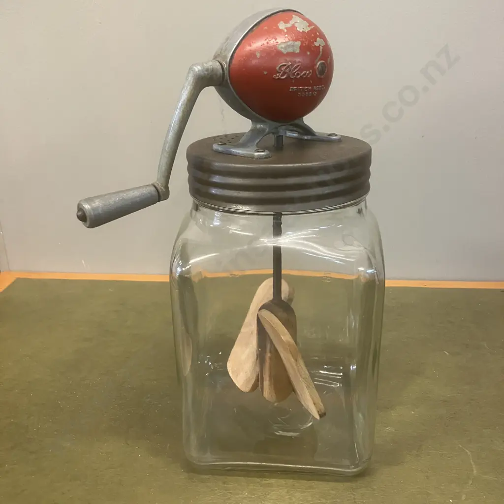 1940s Blow Butter Churn 3/30 Made In England - 3 Imperial Quarts, British Regd.856612. H33cm Image 1++