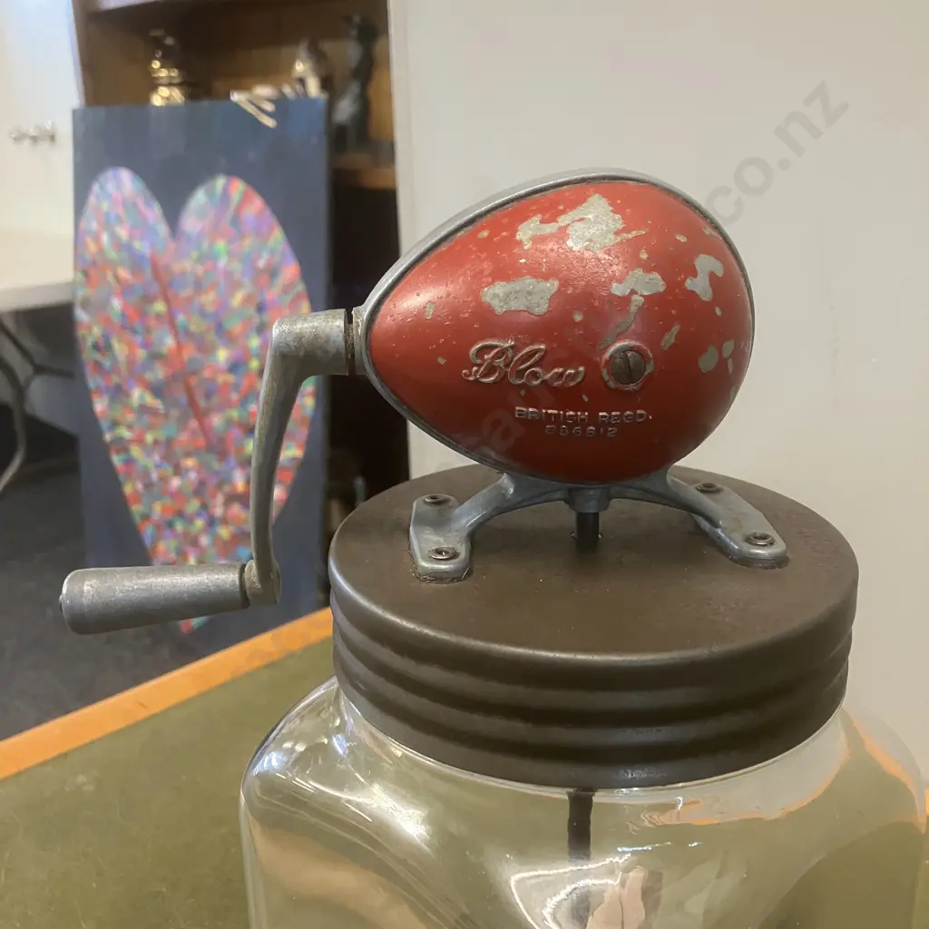 1940s Blow Butter Churn 3/30 Made In England - 3 Imperial Quarts, British Regd.856612. H33cm Image 1++