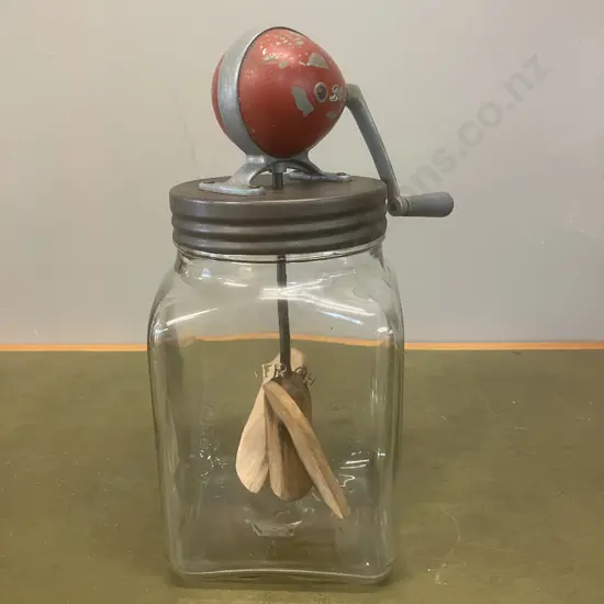 1940s Blow Butter Churn 3/30 Made In England - 3 Imperial Quarts, British Regd.856612. H33cm