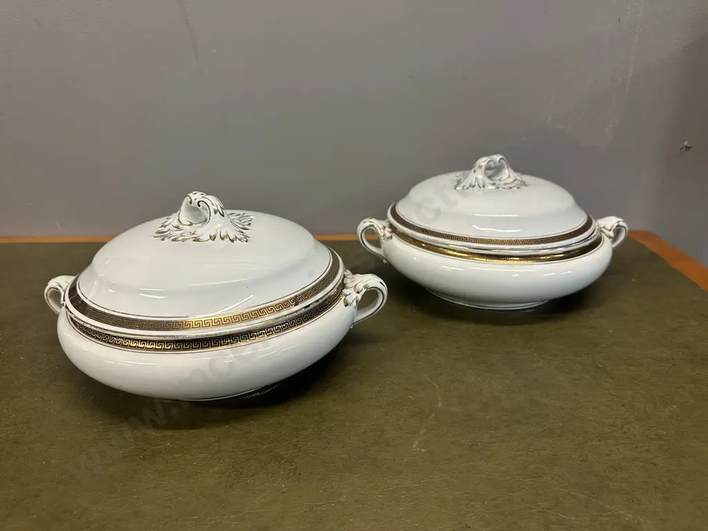 Pair Of Booths Silicon China Lidded Serving Dishes Image 1++