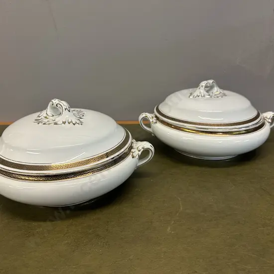 Pair Of Booths Silicon China Lidded Serving Dishes