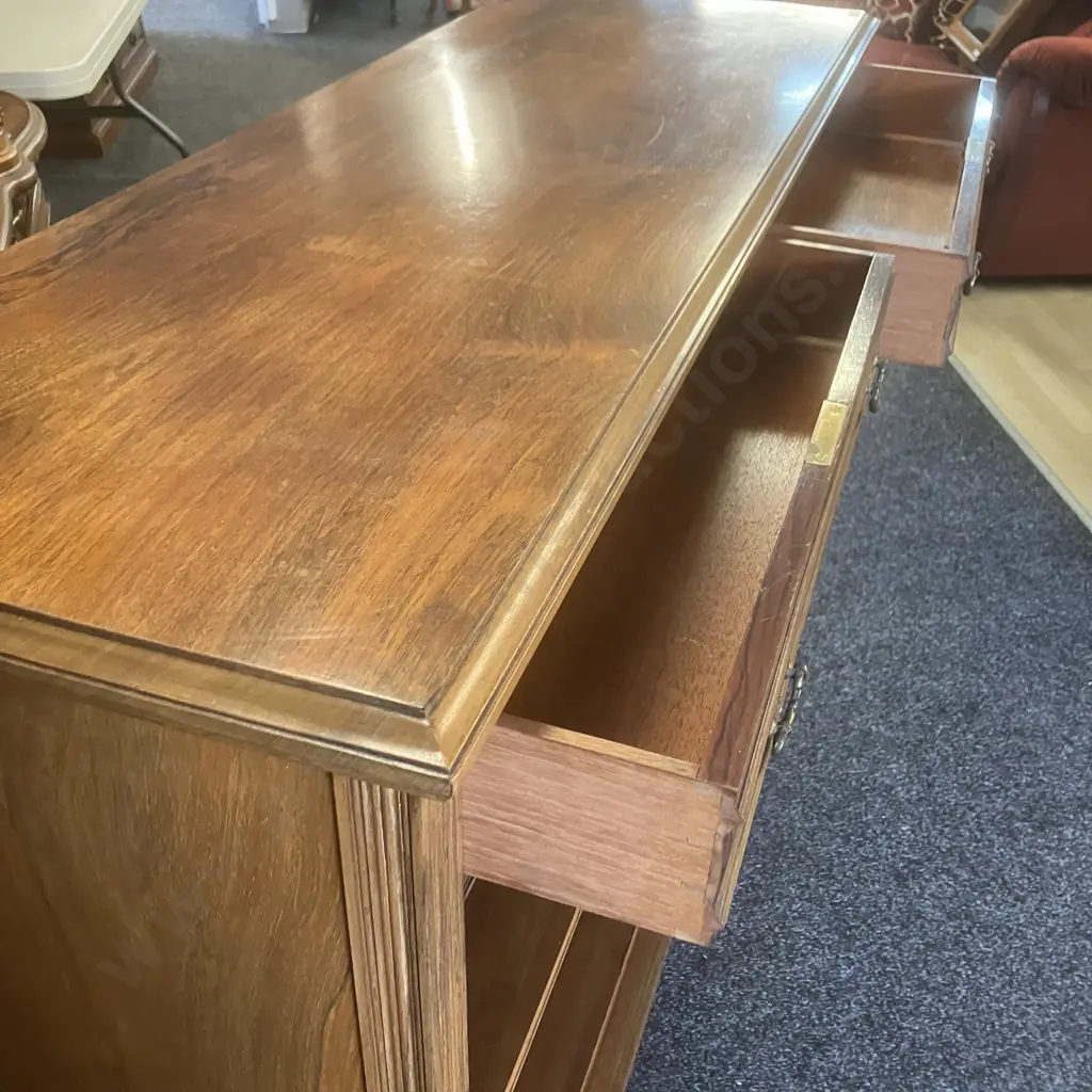 Mid-Century Modern Walnut Bookcase With 2 Drawers At The Top. H106 W121.5 D39.5cm Image 1++