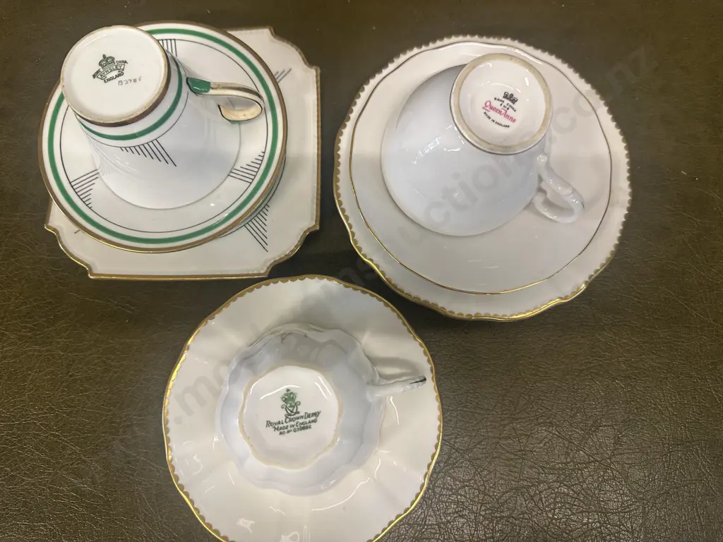 Vintage Trios x2 Aynsley & Queen Ann With Royal Crown Derby Duo Image 1++