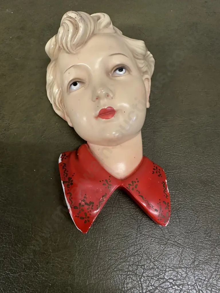 Art Deco Chalkware Magri Figurine Head Image 1++