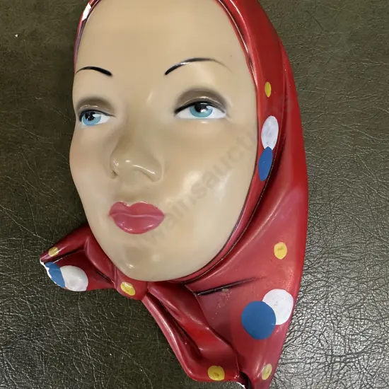 Art Deco Chalkware Lady Wall Mask Made In Italy (as found)