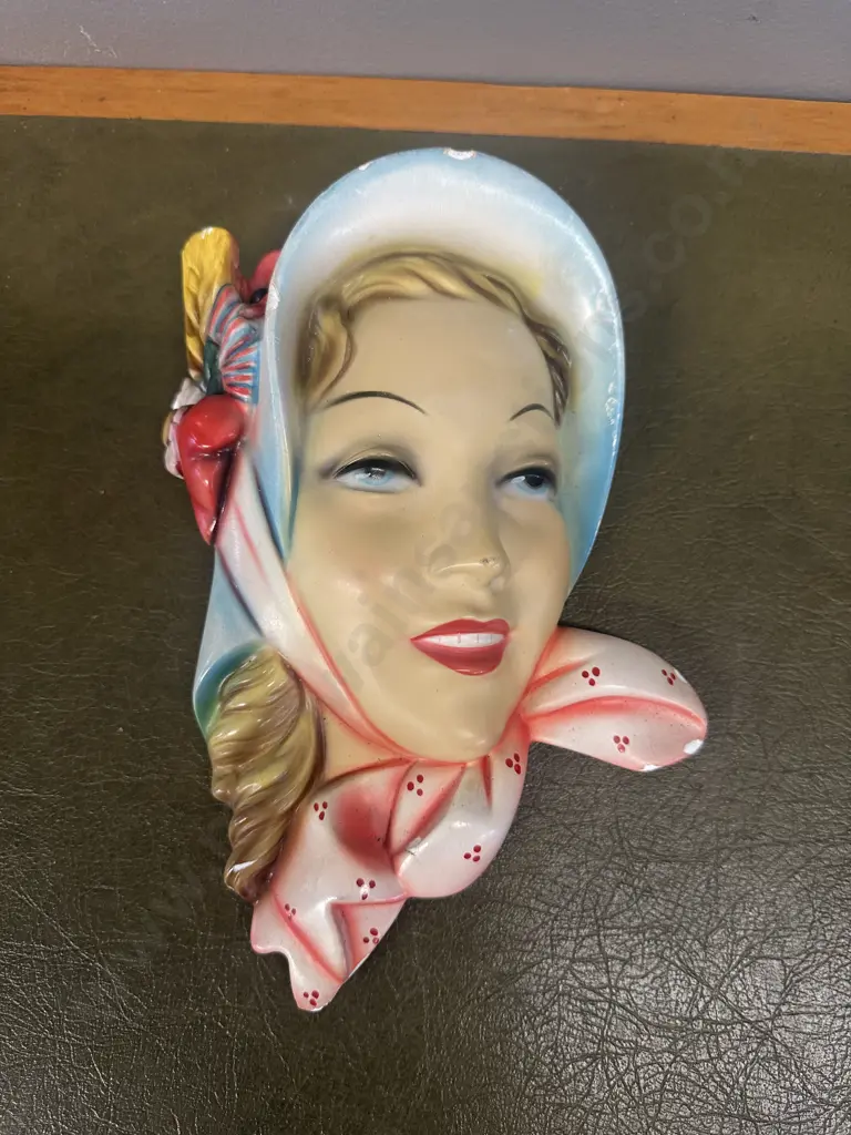 Art Deco Chalkware Lady Wall Mask Made In Italy (as found) Image 1++