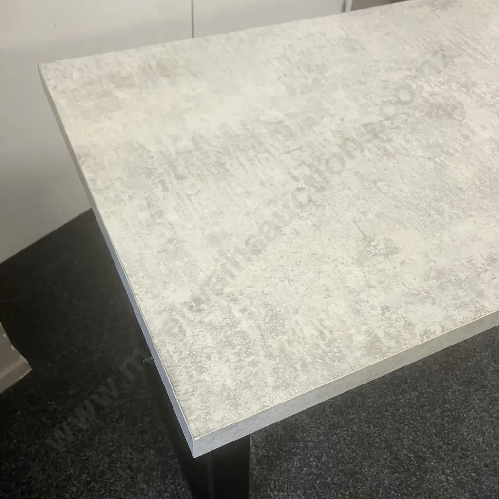 Modernist Console / Trestle Table With Concrete Look Top And Black Base. H78 W180 D59.5cm Image 1++