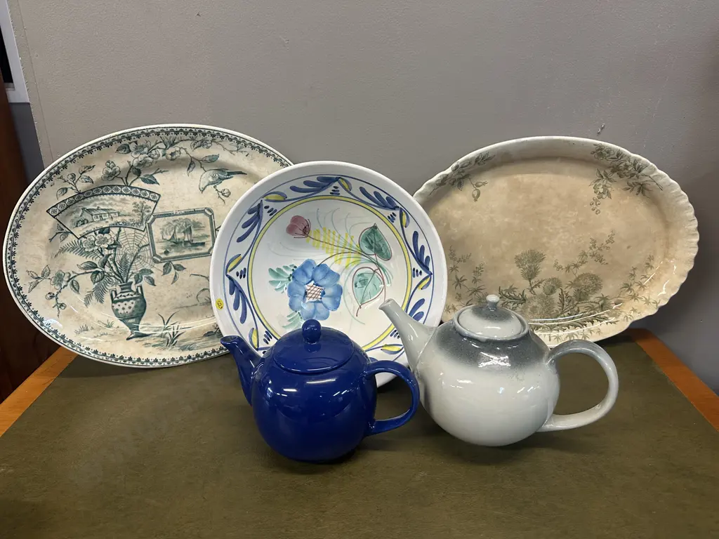 Antique Serving Platters, Italian Bowl & Teapots x2 Including John Edwards England Etc Image 1++